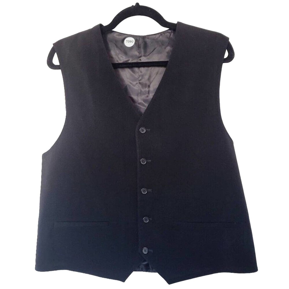 Midtown Man Mens Black Button Front Dress Suit Vest Size Medium